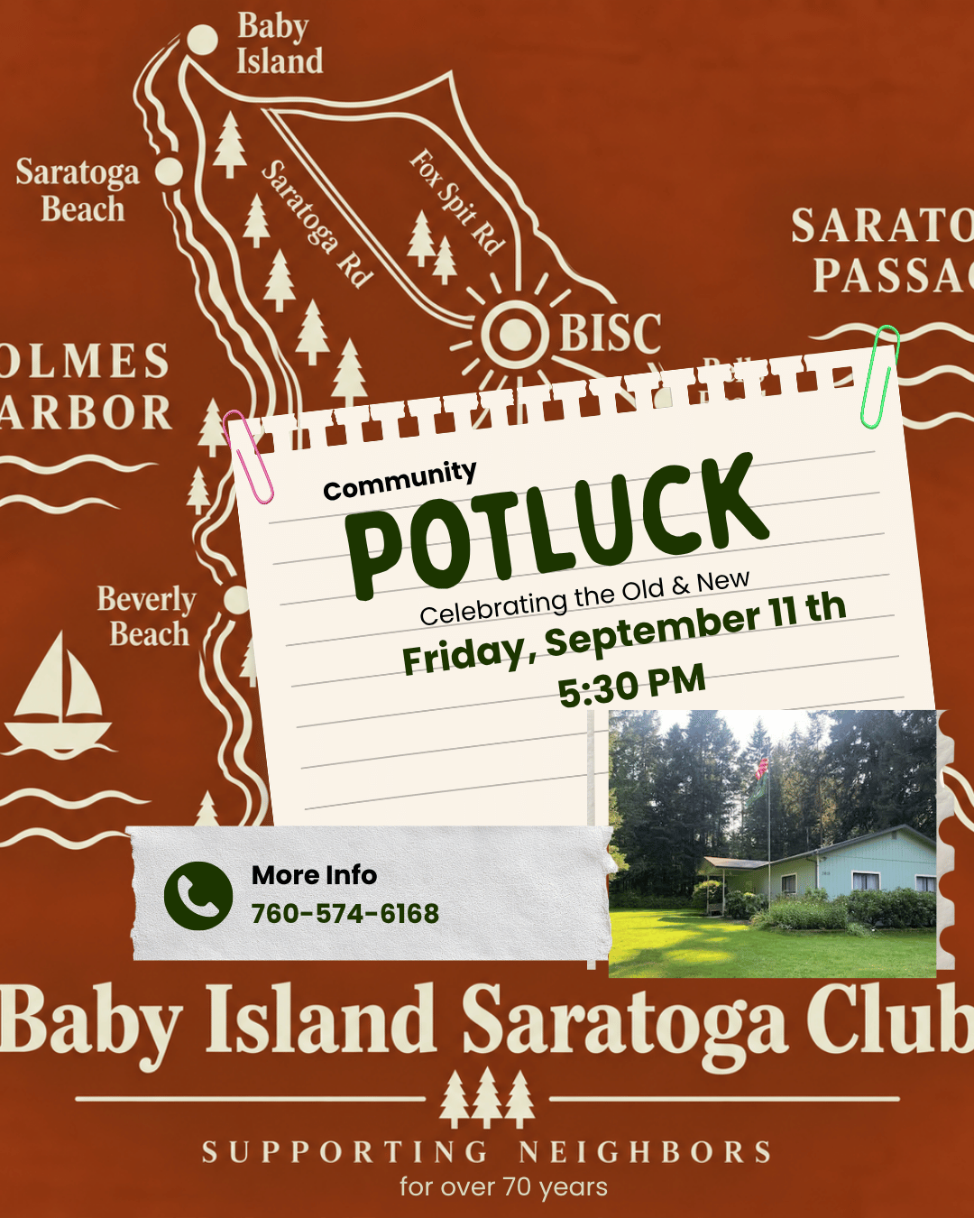 Baby Island Saratoga Club Potluck Invitation